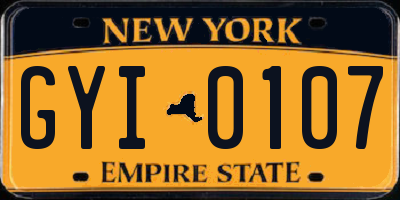 NY license plate GYI0107