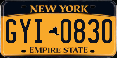 NY license plate GYI0830