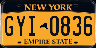 NY license plate GYI0836