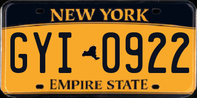 NY license plate GYI0922