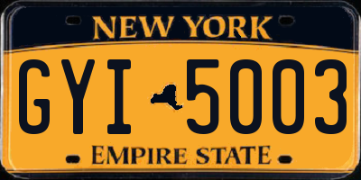 NY license plate GYI5003