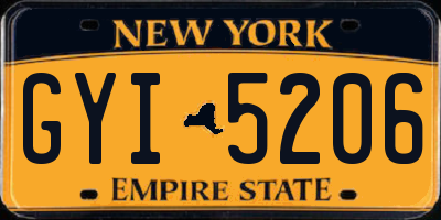 NY license plate GYI5206