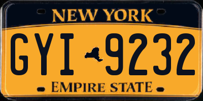 NY license plate GYI9232