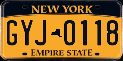 NY license plate GYJ0118