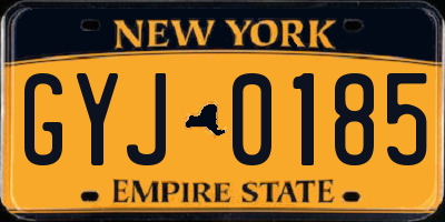 NY license plate GYJ0185