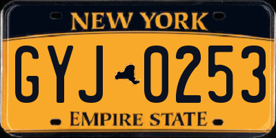 NY license plate GYJ0253