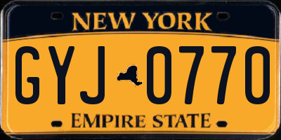 NY license plate GYJ0770