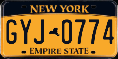 NY license plate GYJ0774