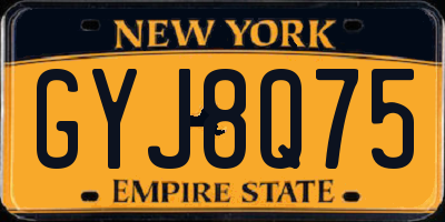 NY license plate GYJ8Q75