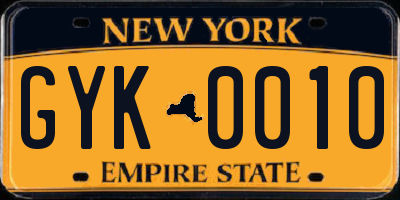 NY license plate GYK0010