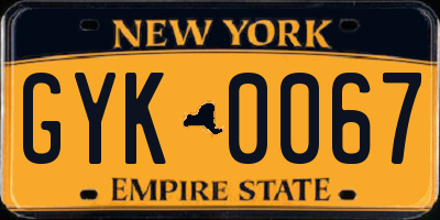NY license plate GYK0067