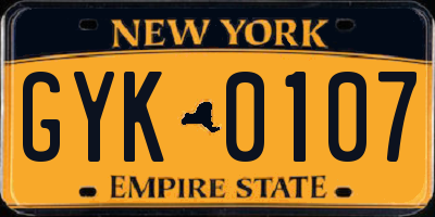 NY license plate GYK0107