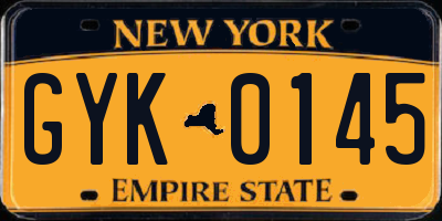 NY license plate GYK0145