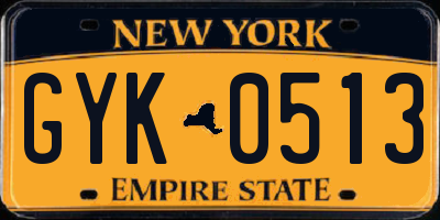 NY license plate GYK0513