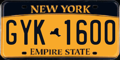 NY license plate GYK1600