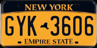 NY license plate GYK3606