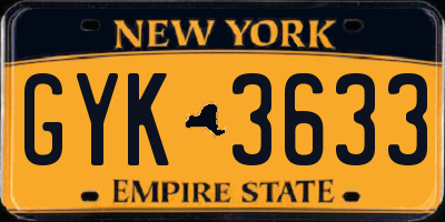 NY license plate GYK3633