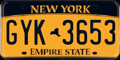 NY license plate GYK3653
