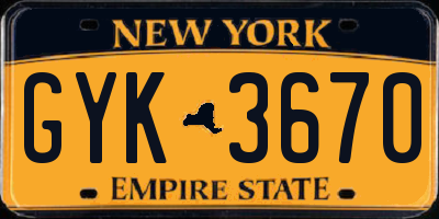 NY license plate GYK3670