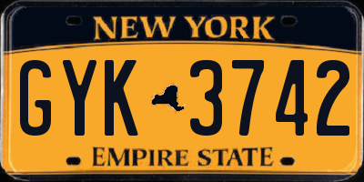 NY license plate GYK3742