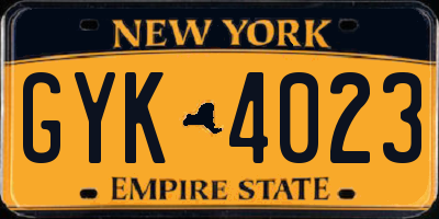 NY license plate GYK4023