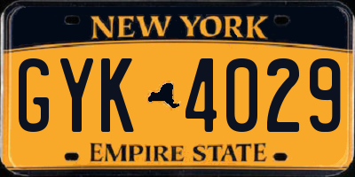 NY license plate GYK4029