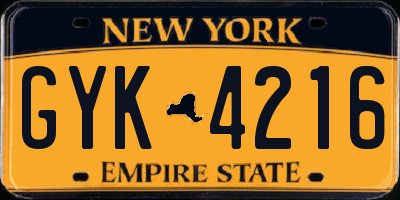 NY license plate GYK4216