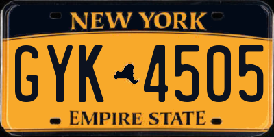 NY license plate GYK4505