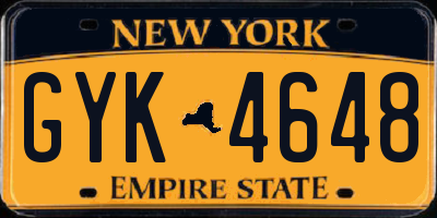 NY license plate GYK4648