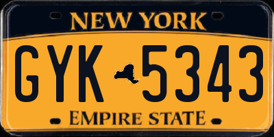 NY license plate GYK5343