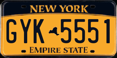 NY license plate GYK5551