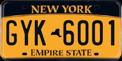 NY license plate GYK6001