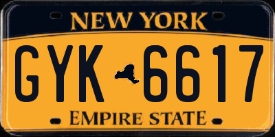 NY license plate GYK6617