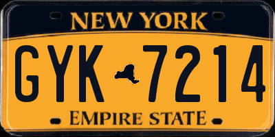 NY license plate GYK7214