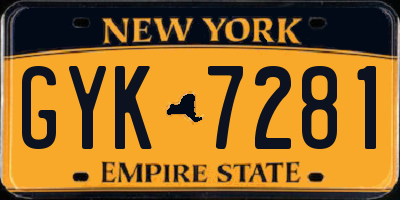 NY license plate GYK7281