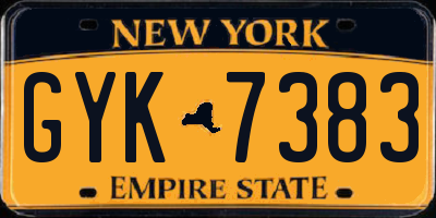 NY license plate GYK7383