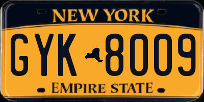 NY license plate GYK8009