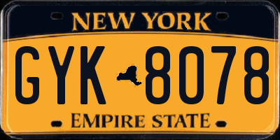 NY license plate GYK8078