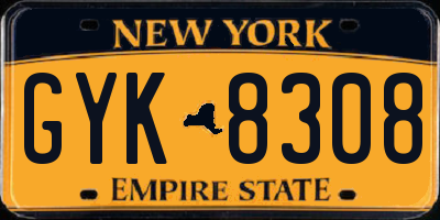 NY license plate GYK8308