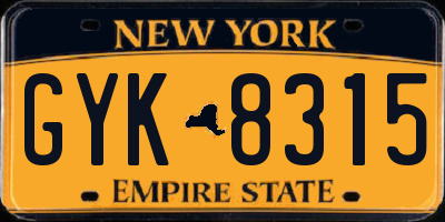 NY license plate GYK8315