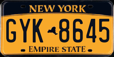NY license plate GYK8645