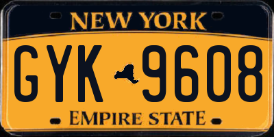 NY license plate GYK9608