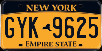 NY license plate GYK9625