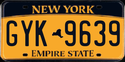 NY license plate GYK9639
