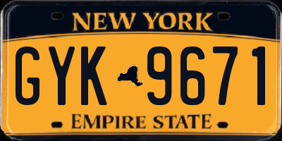 NY license plate GYK9671