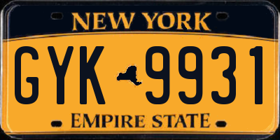 NY license plate GYK9931