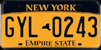 NY license plate GYL0243