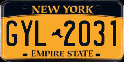 NY license plate GYL2031