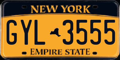 NY license plate GYL3555