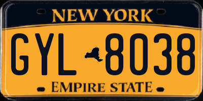 NY license plate GYL8038
